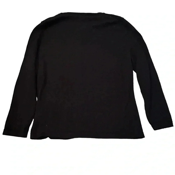 Garnet Hill• Black merino wool crew neck button down sweater size medium - Picture 2 of 10